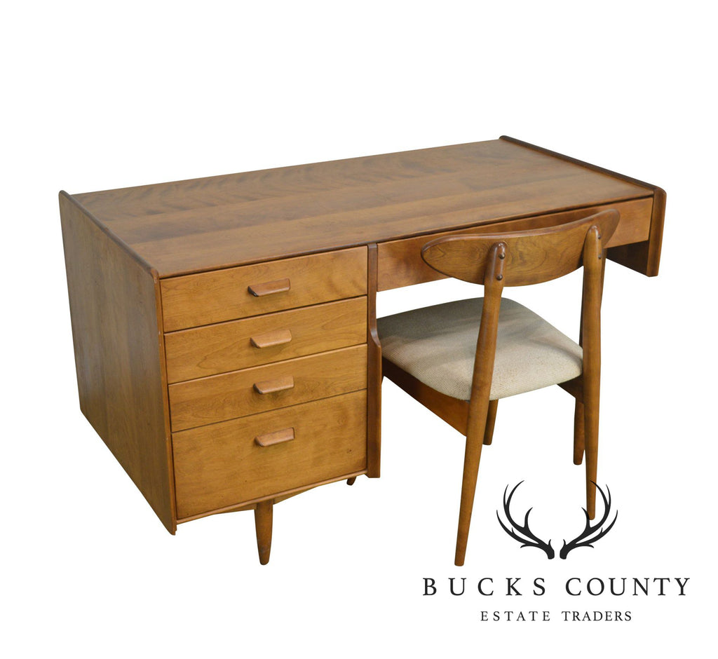 Conant Ball Russel Wright Mid Century Modern Maple Desk With Chair