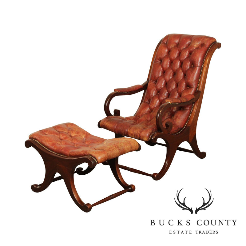 leather library chair and ottoman