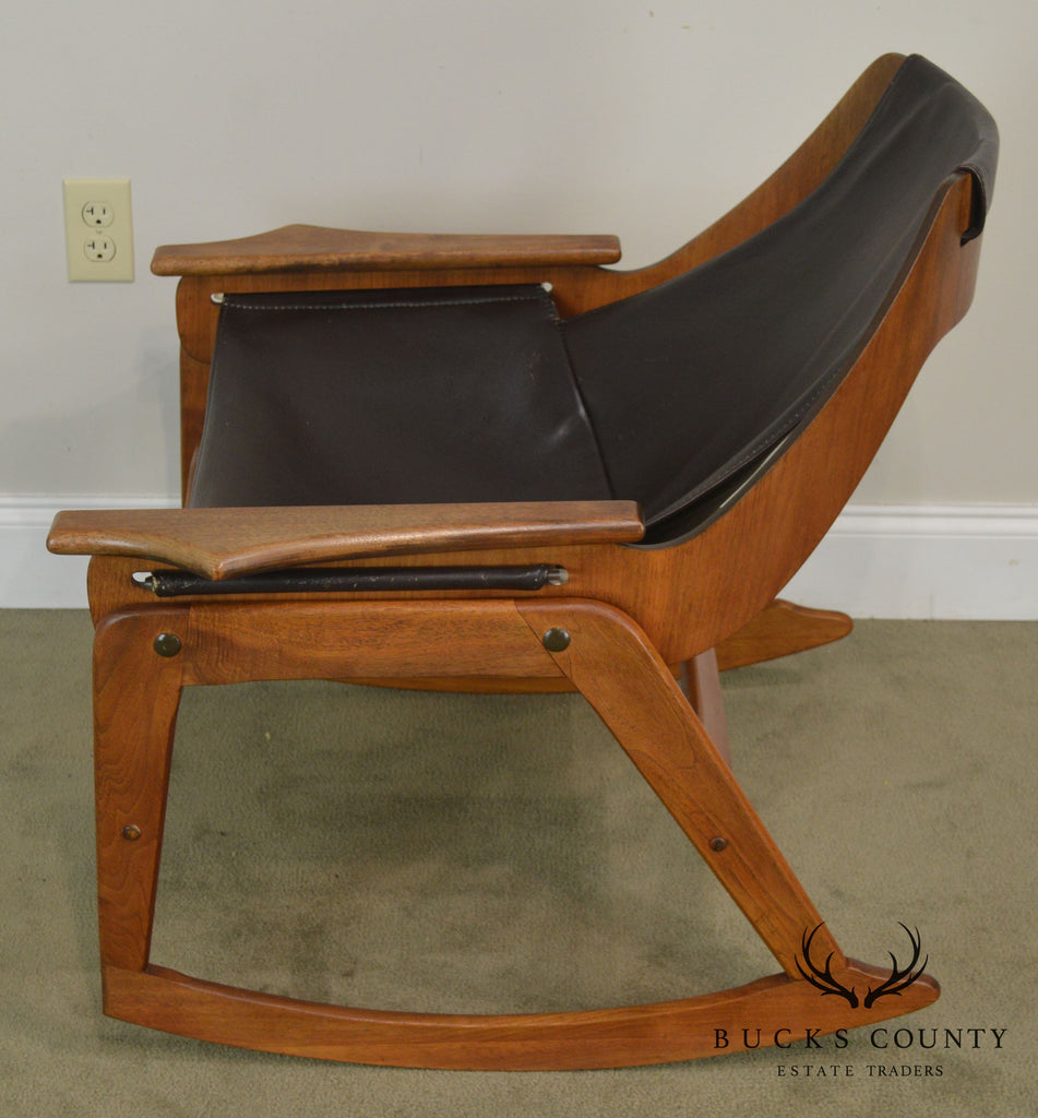 Jerry Johnson Mid Century Modern Walnut Rocker Rocking Arm Chair