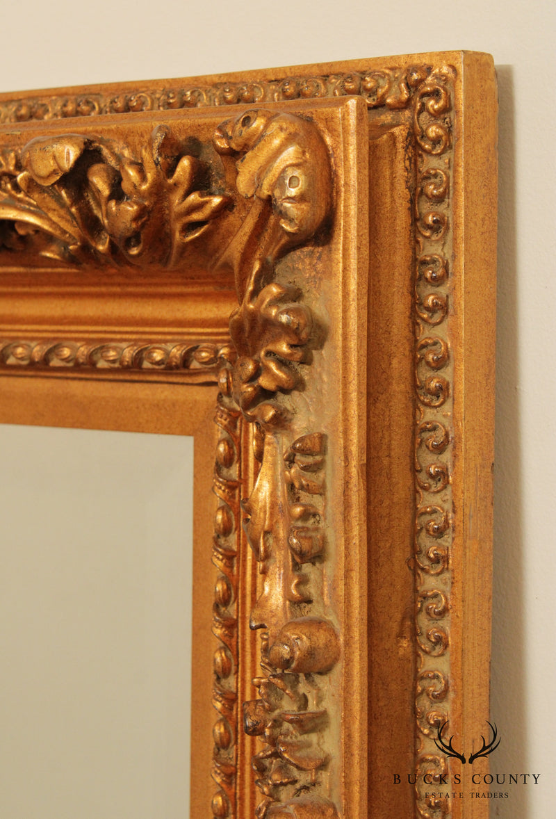Baroque Style Large Gold Gilt Carved Beveled Wall Mirror