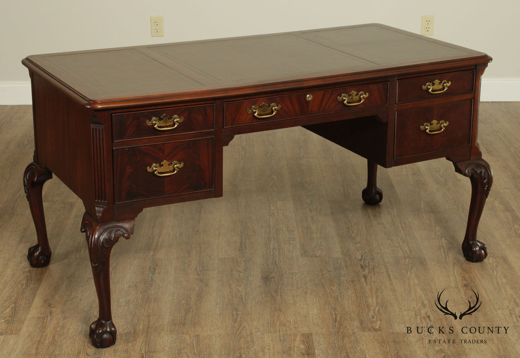 Hekman Chippendale Style Mahogany Ball And Claw Leather Top Desk