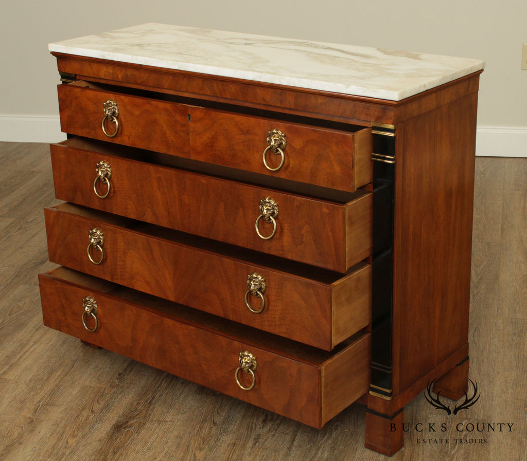 Drexel Heritage Grand Palais Regency Style Walnut Marble Top Chest