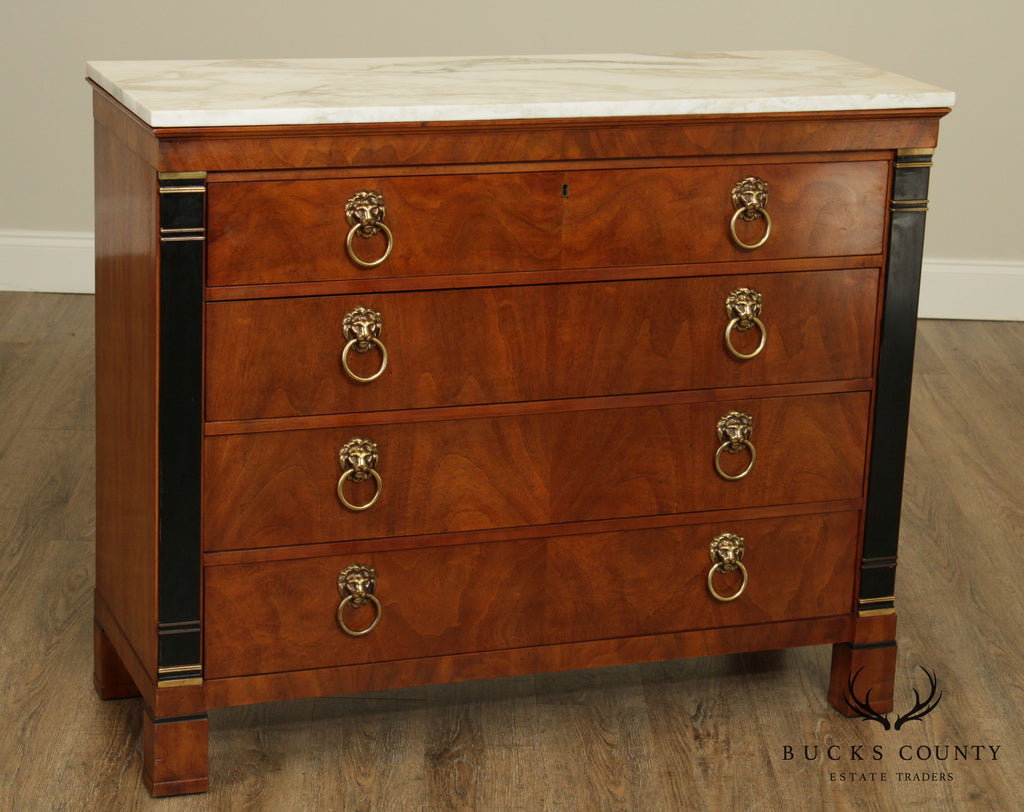 Drexel Heritage Grand Palais Regency Style Walnut Marble Top Chest