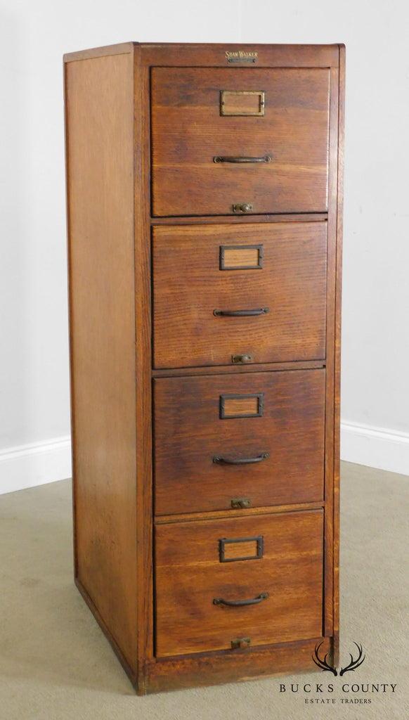 Shaw Walker Antique Oak 4 Drawer File Cabinet Bucks County