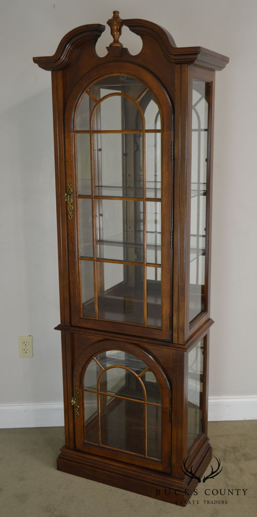 Traditional Cherry Narrow Curio Display Cabinet Bucks County