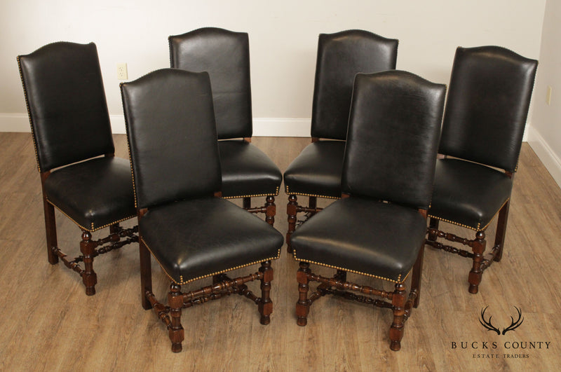 6 black leather dining chairs