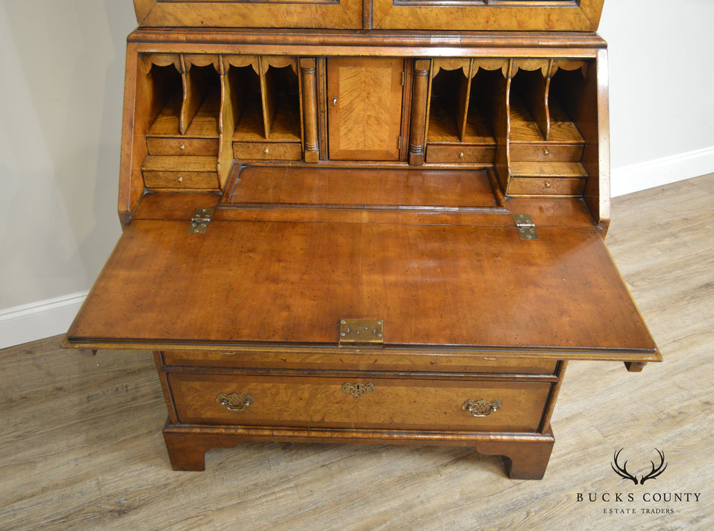 George Iii Style Custom Quality Burlwood Drop Front Secretary Desk