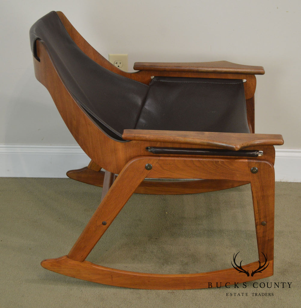 Jerry Johnson Mid Century Modern Walnut Rocker Rocking Arm Chair