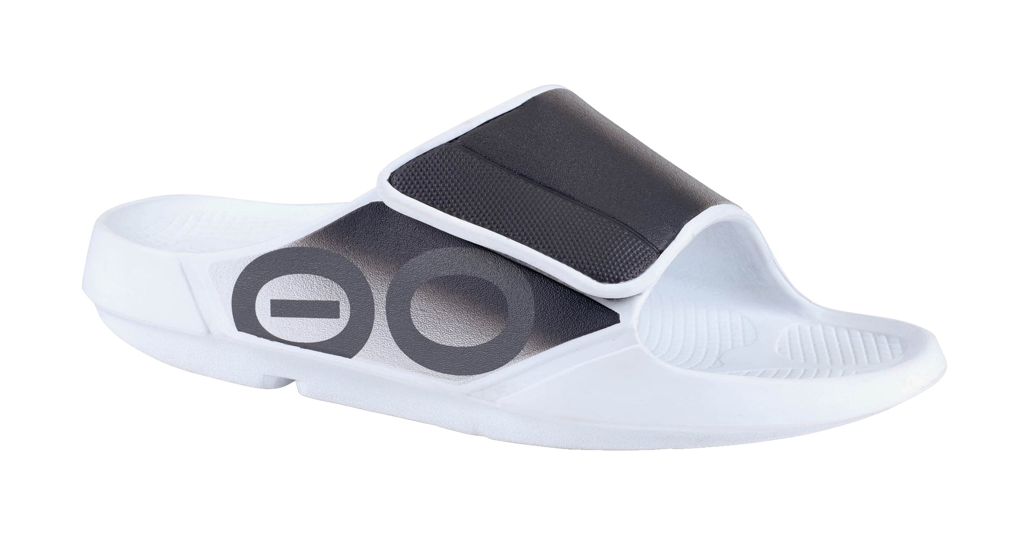 OOFOS Women's OOahh Sport Flex Recovery Slides, White Black - oofos.ie