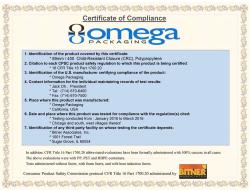 Omega packaging certificate of compliance