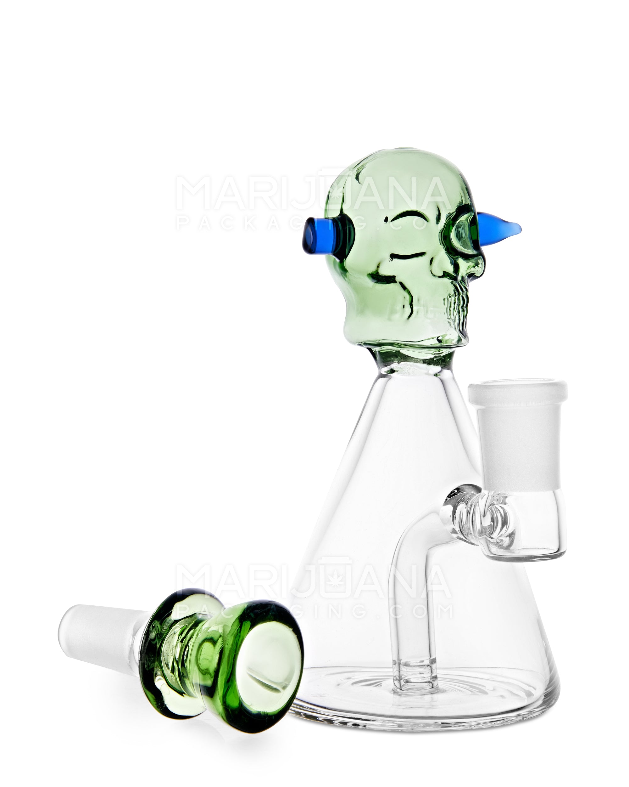 Angled Neck Decal Assorted 6 Inch Glass Skull Water Pipe