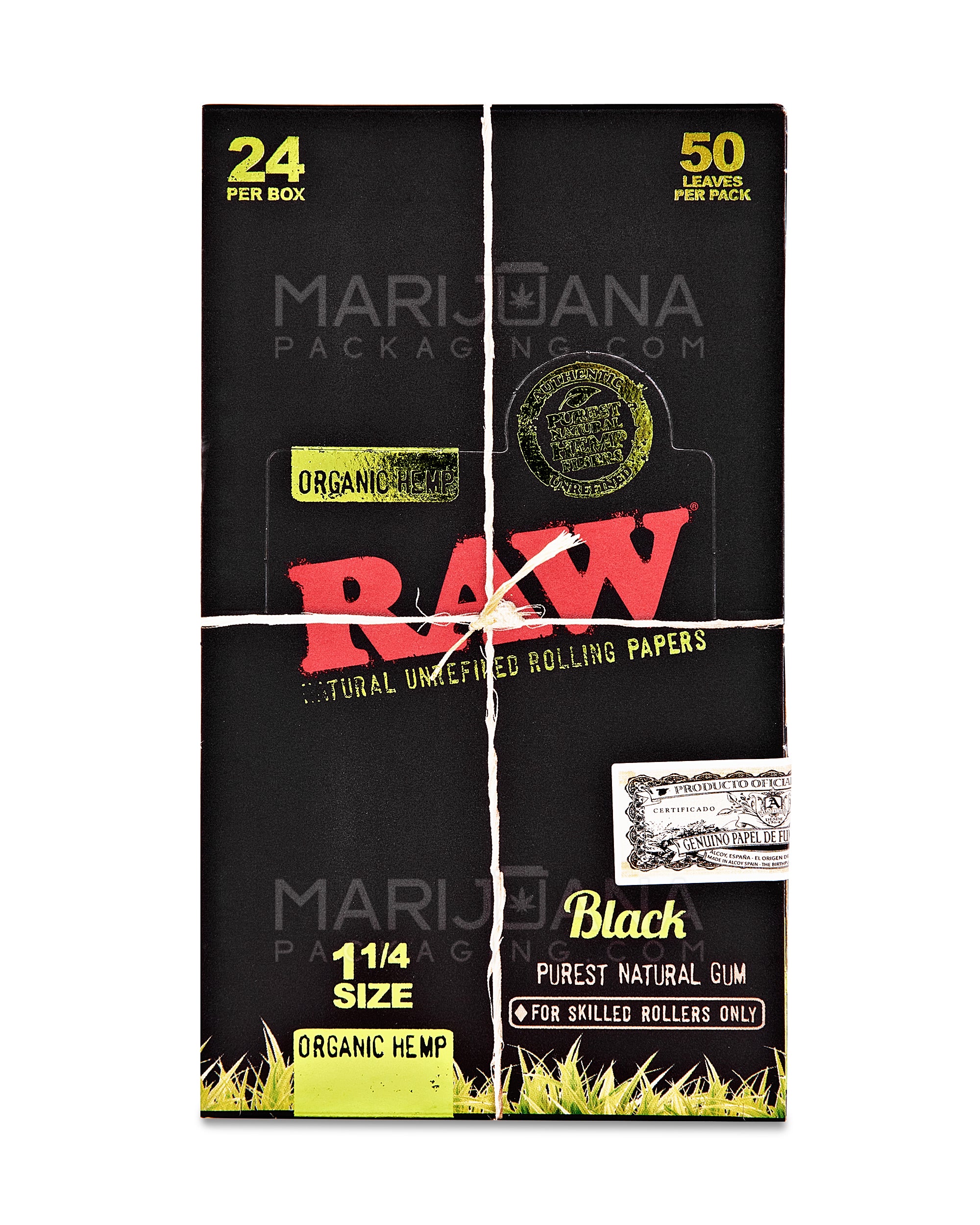 RAW Classic Black Natural 1 1/4 Size Rolling Papers