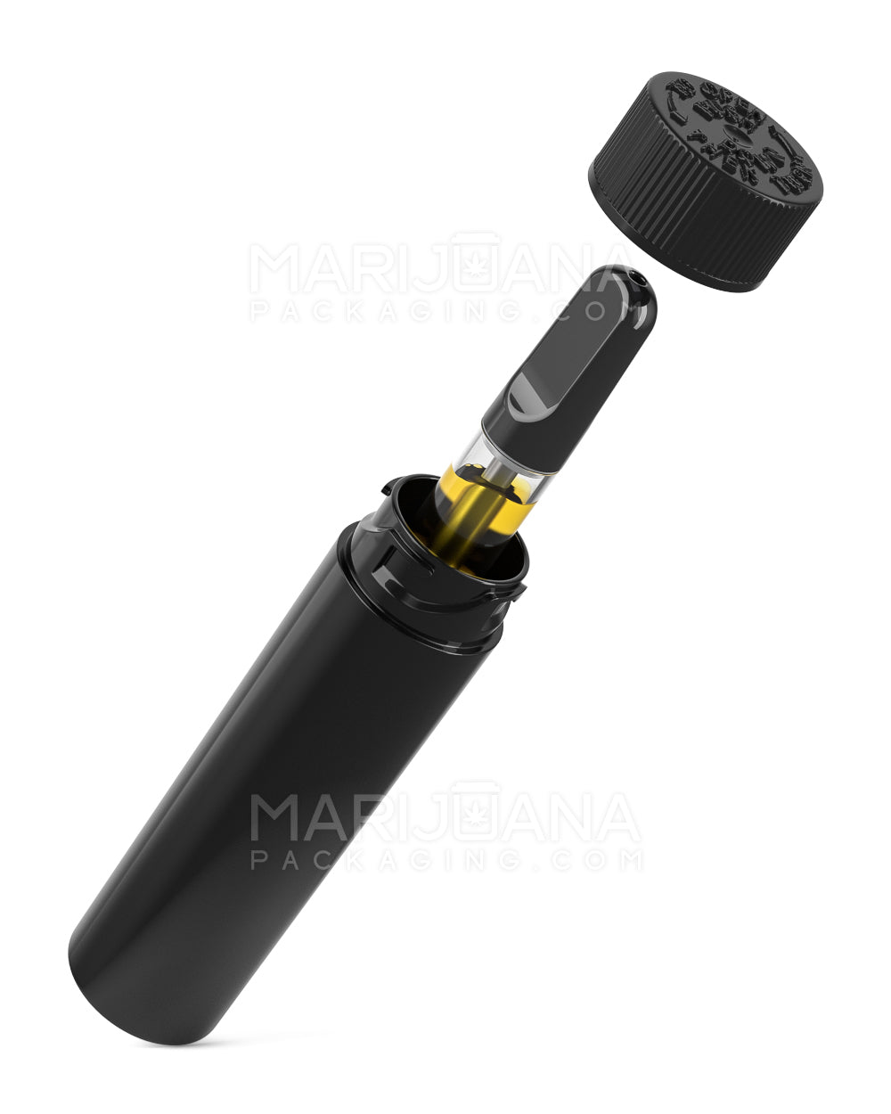 84mm Child Proof Black Plastic Dab Vape Tube w/ Black Cap