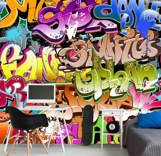 Graffiti Wall Mural, Inspiring Wall Art, Colorful Wall Mural