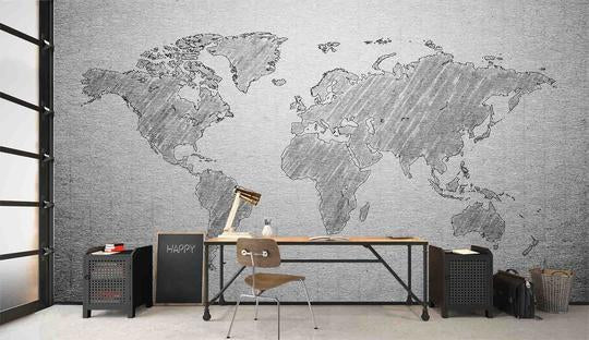 Office Wall Mural, Inspiring Wall Art, World Map Wall Mural