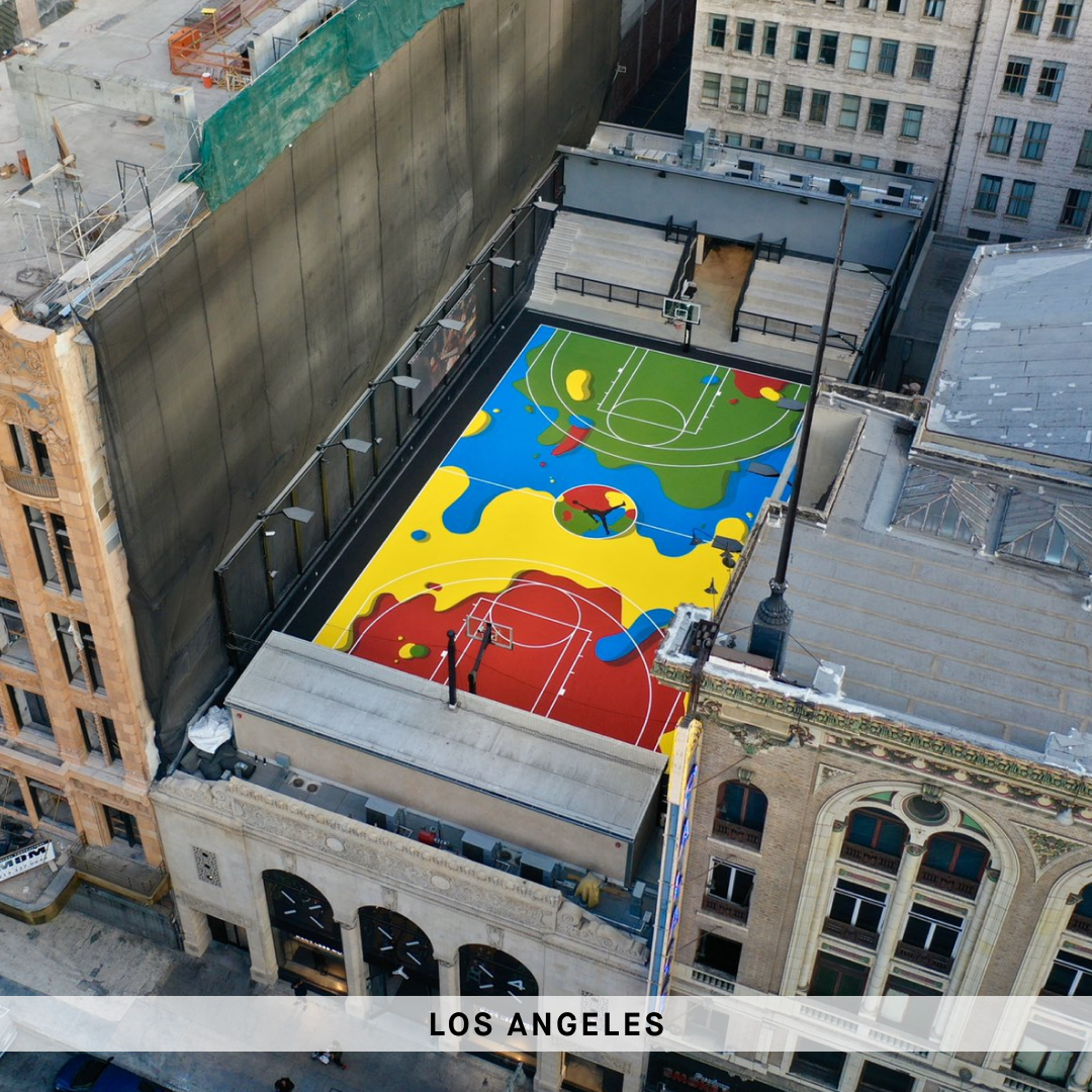 Los Angeles basketball court street art jordan store rooftop