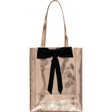Rose Gold Metallic Bow Front Leather Tote - Brix and Bailey® - Contemporary Bag, Watch and Accessory Brand