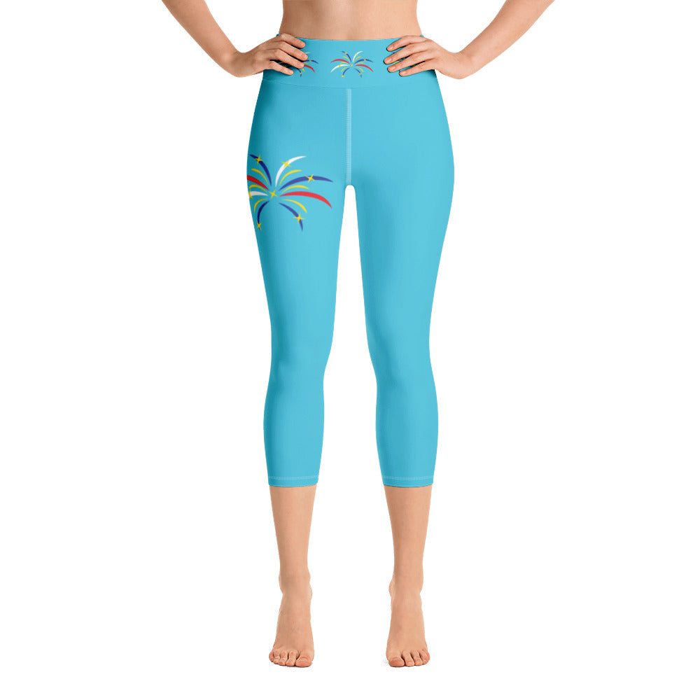 Download 4th of July Fireworks Yoga Capri Leggings (Aqua) - Faith ...