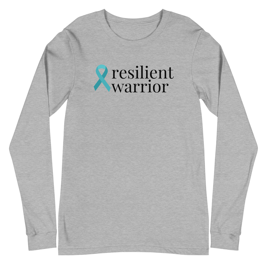 Ovarian Cancer resilient warrior Ribbon Long Sleeve Tee (Several Colors Available)