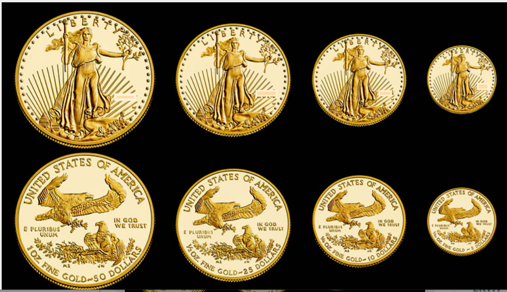 American Gold Eagles 1 Oz 1 2 Oz 1 4 Oz And 1 10 Oz Gold Coins For A