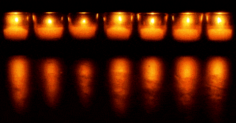 Row of Handmade Beeswax Votive Candles Casting Warm Glow, Ideal for Home Ambiance