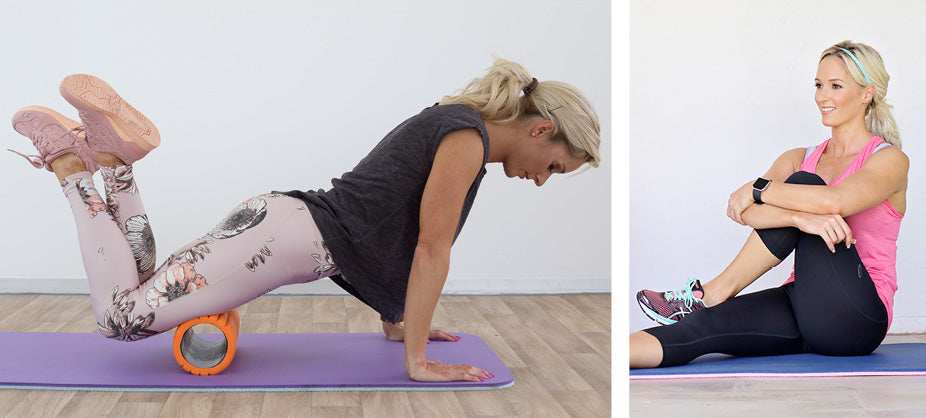 Lisa Raleigh using a foam roller 