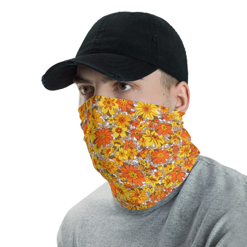 Retro Flower Print - Face Mask & Neck Gaiter