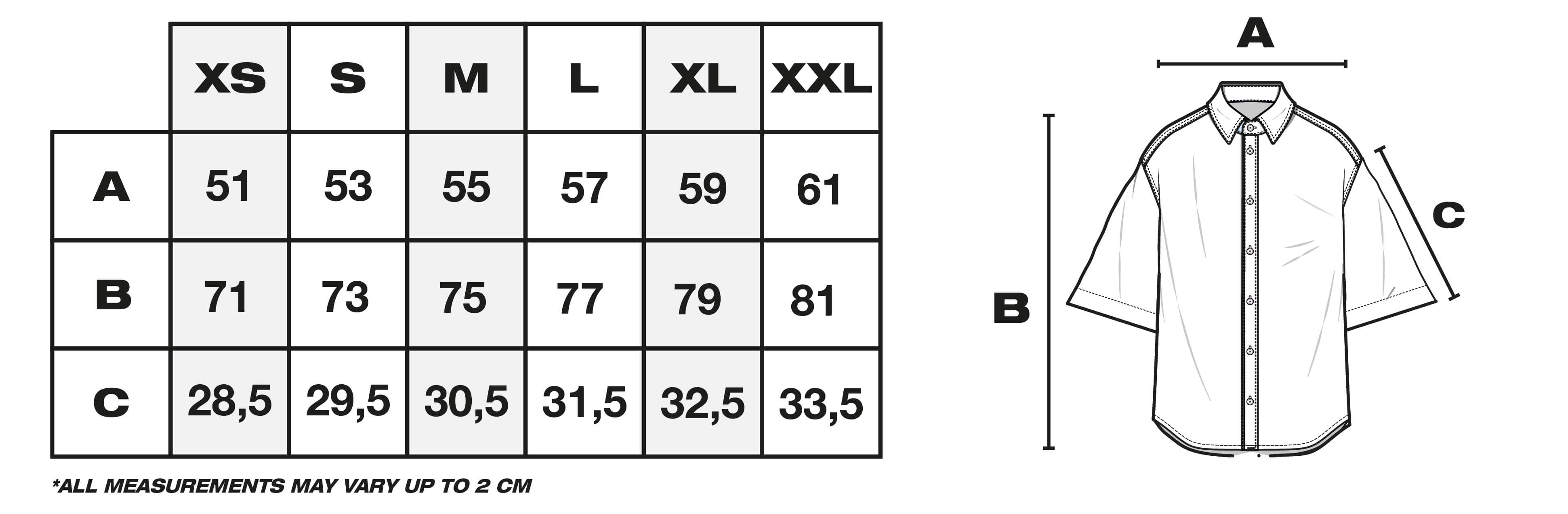 Size Guide in CM