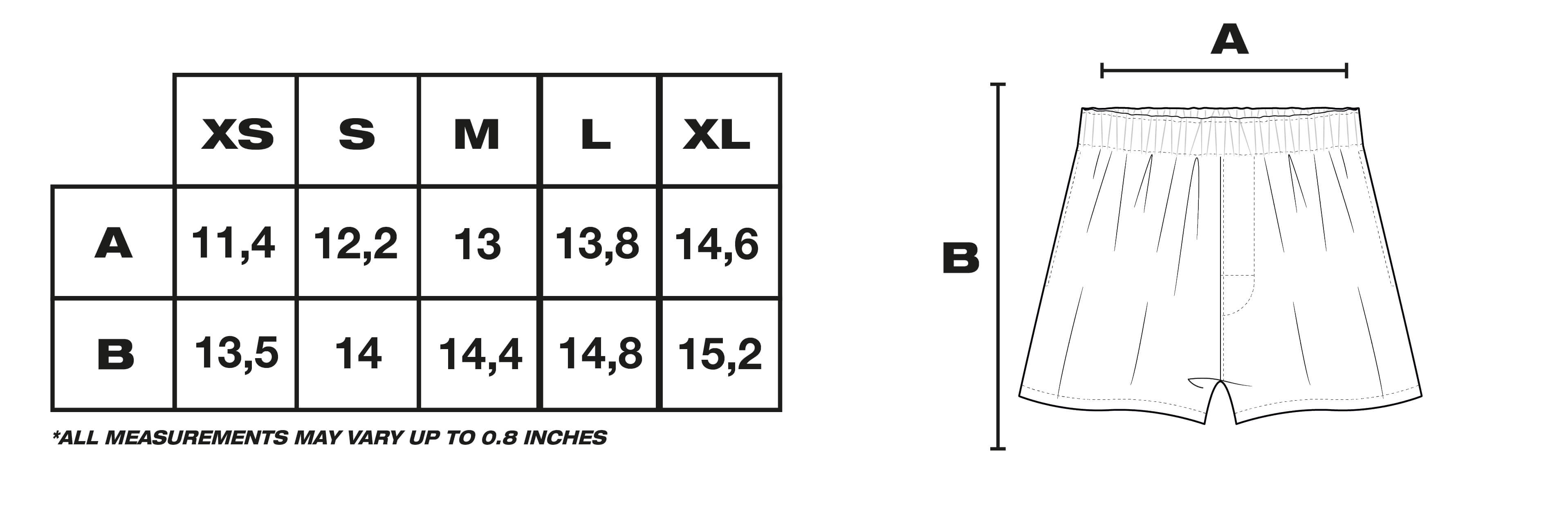 Size Guide in Inches