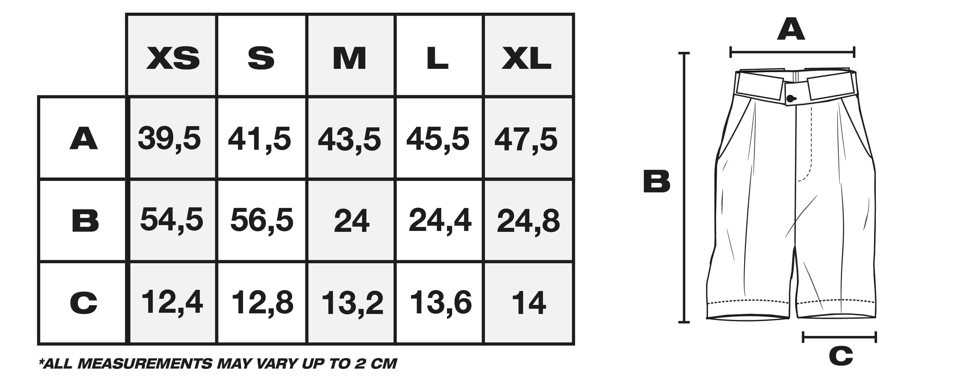 Size Guide in CM