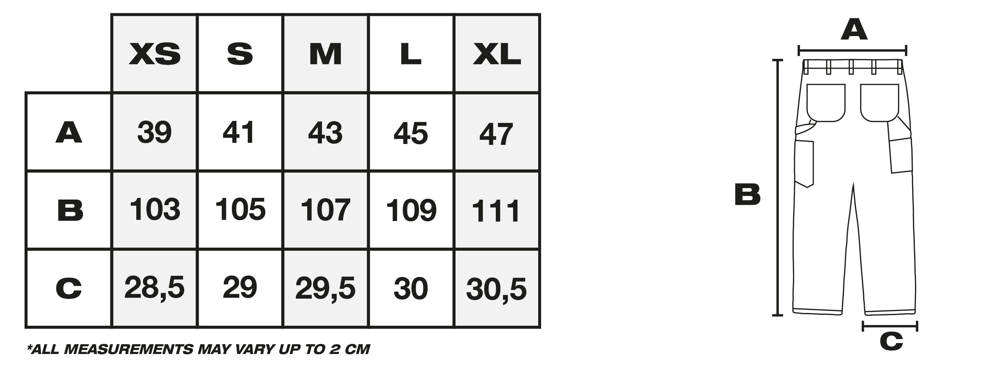 Size Guide in CM