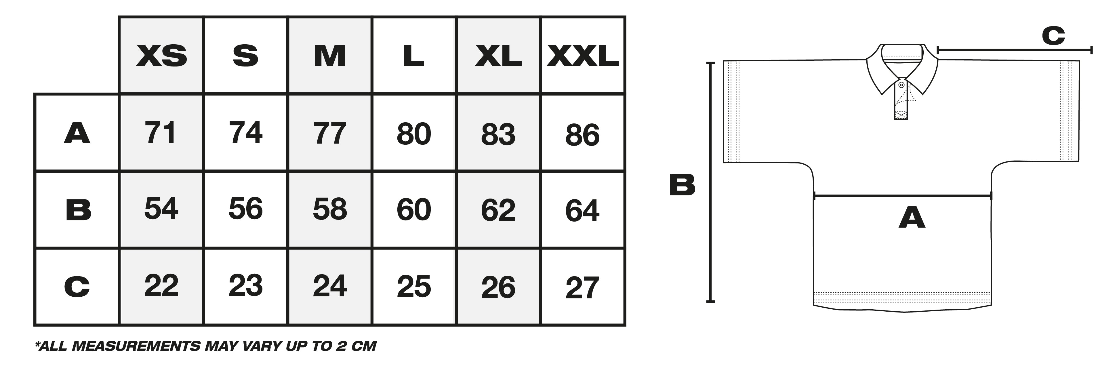 Size Guide in CM