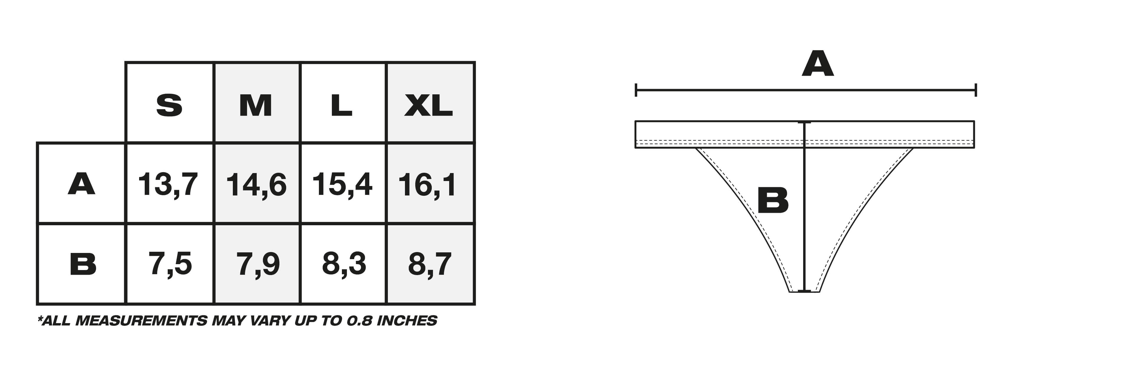 Size Guide in Inches