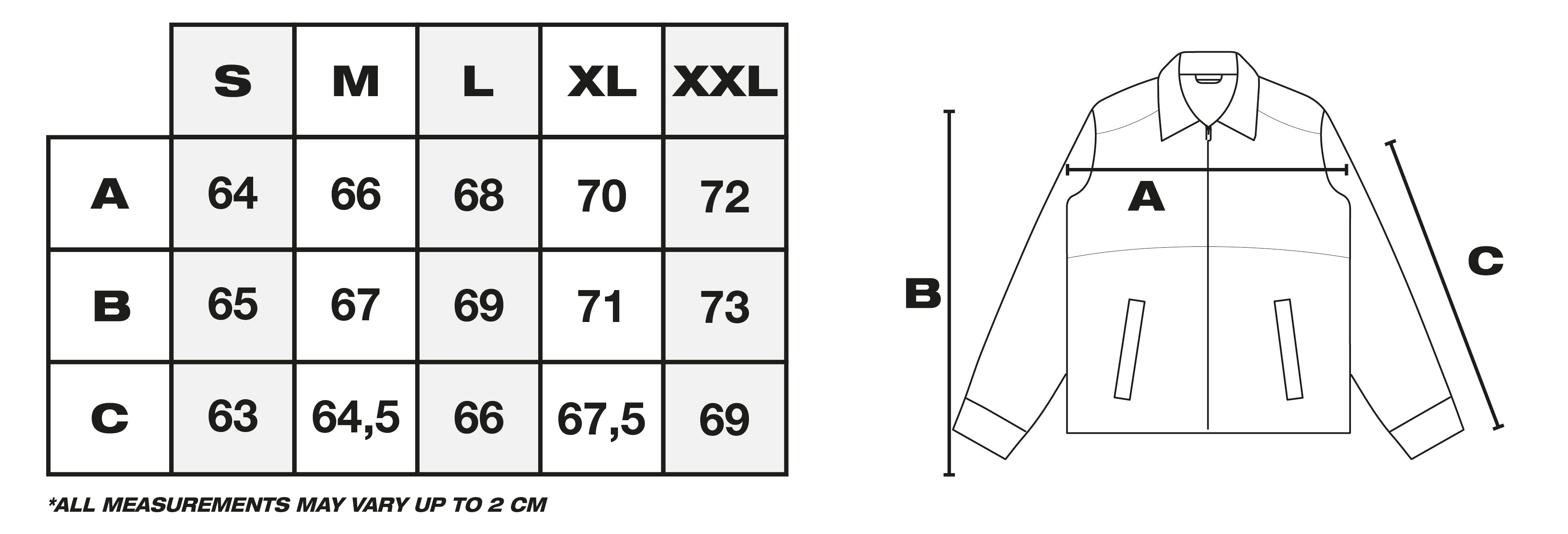 Size Guide in CM