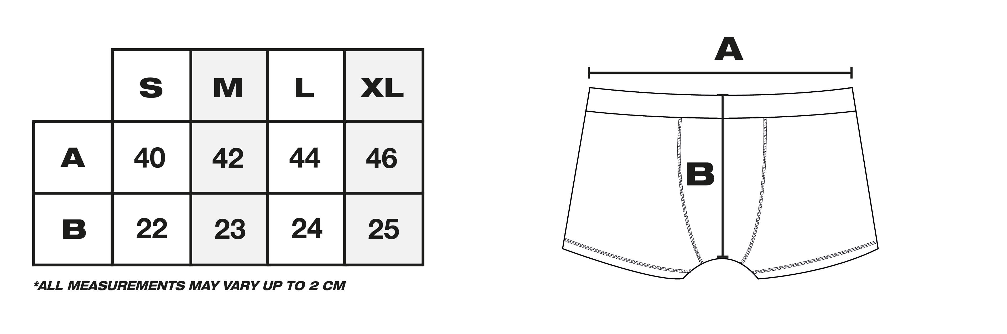 Size Guide in CM