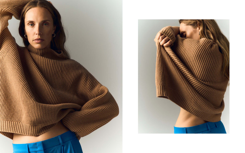 women-cotton-pants-blue-wool-cashmere-turtleneck-sweater-camel