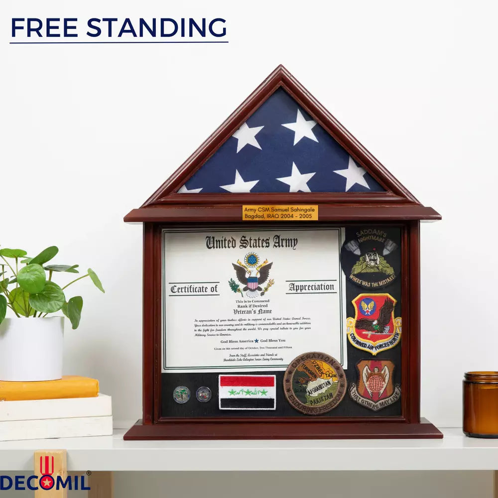 free standing custom flag display case