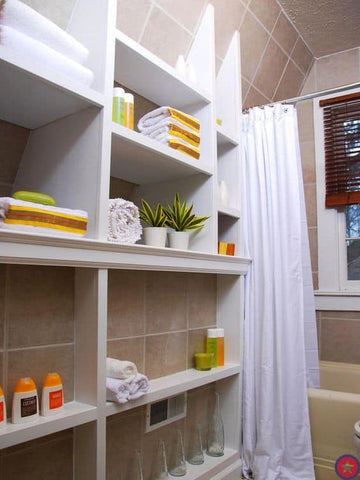 Floor Ceiling Sheves for Bathroom Storage