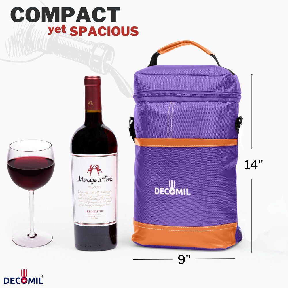 2 Bottle Wine Bag, Wine Tote Carrier, Wine Cooler Bag for Picnic, Travel, Wine Gifts | Wine Tote Bag