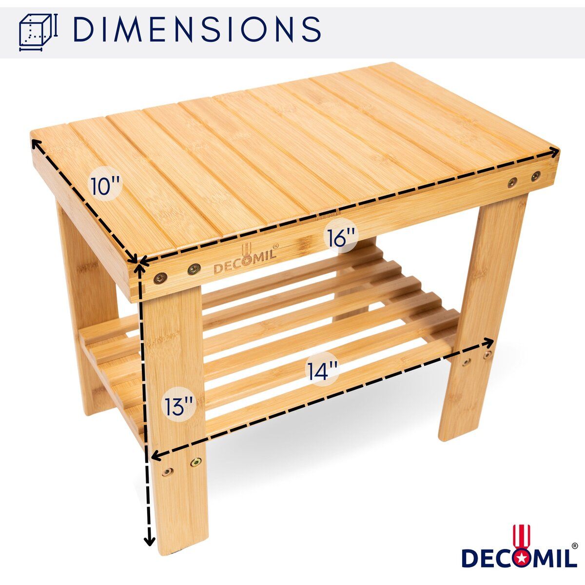 DECOMIL - 4 Tier Standing Bamboo Shelf | Freestanding Bathroom Shelf | Multifunctional Storage Rack