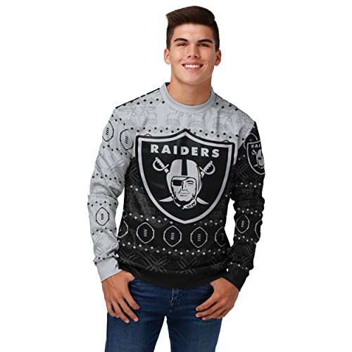 Football American Tree Beach Gradient Gift Oakland Raiders Ugly Christmas  Sweater - Banantees