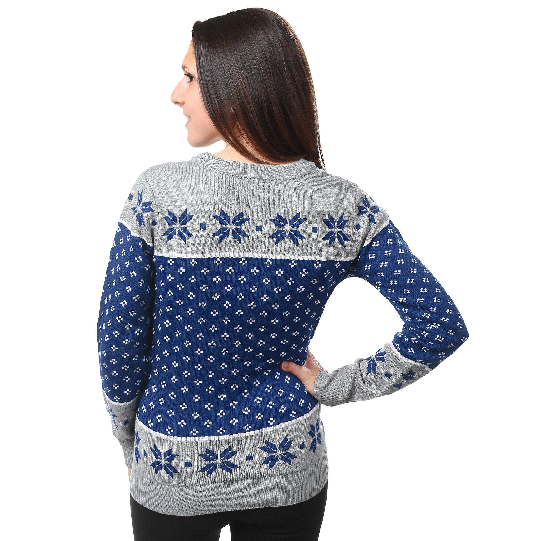 Women's FOCO White/Blue Dallas Cowboys Ugly V-Neck Pullover Sweater