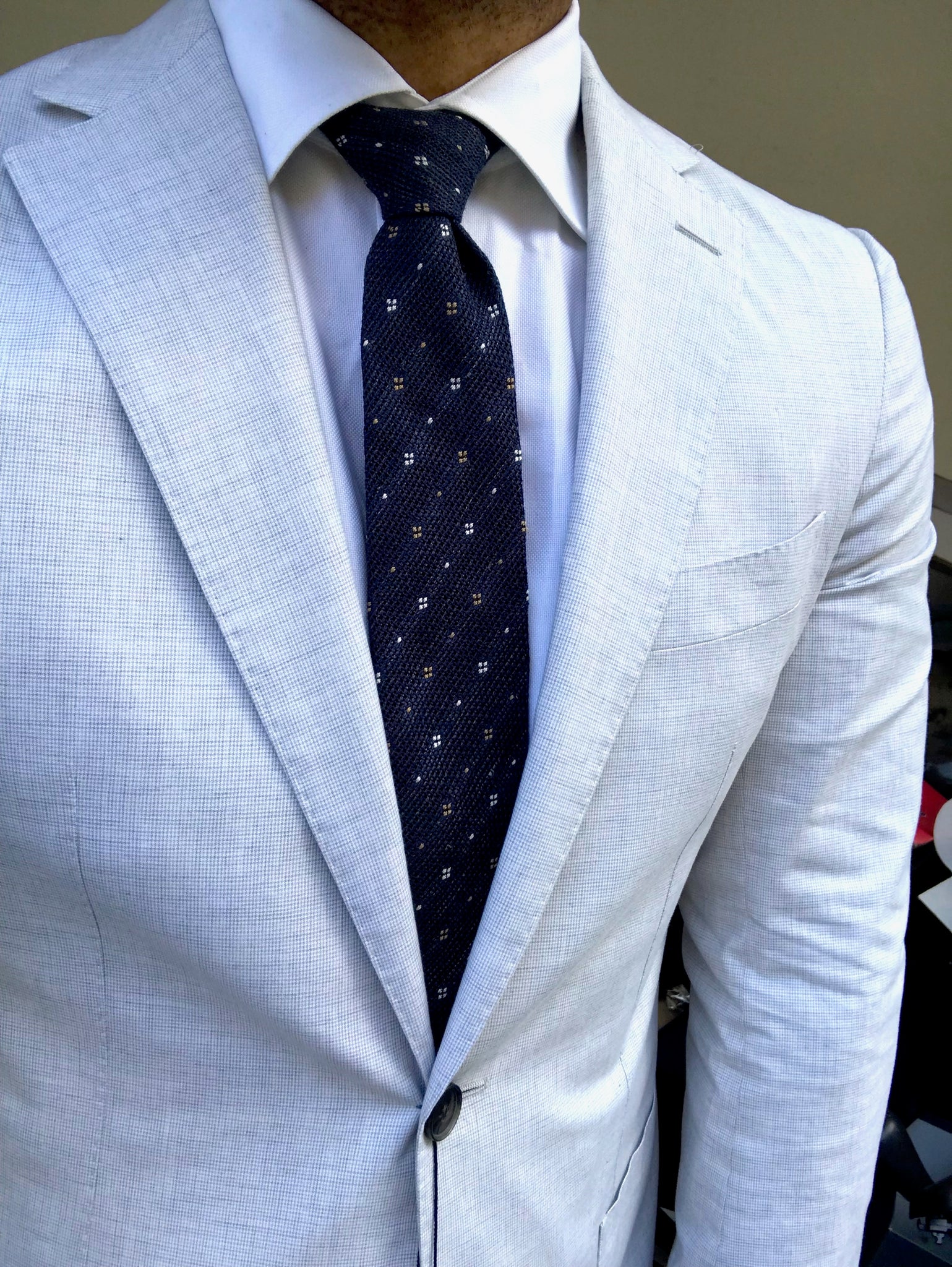 New With Tags SUITSUPPLY Havana Light Gray Houndstooth 100% Cotton Sui ...