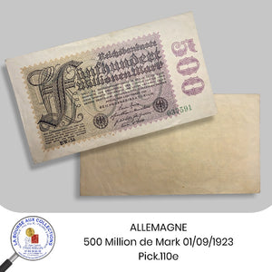 ALLEMAGNE - 500 Million de Mark 01/09/1923 - Pick.110e