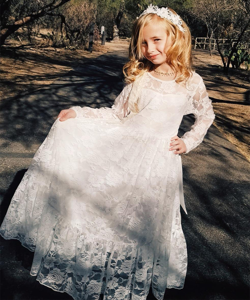 rustic white lace dress