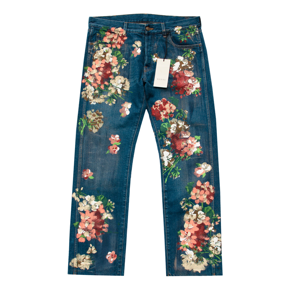 gucci floral denim