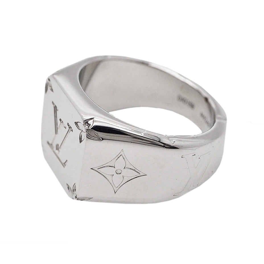 Louis Vuitton Signet Ring Engraved Monogram Palladium in Zamac