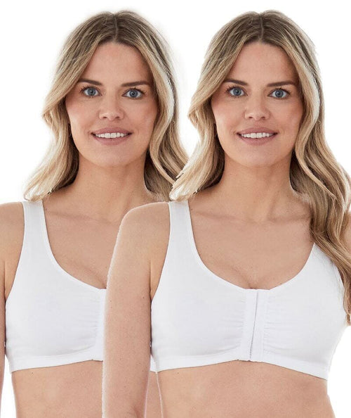 Bestform Unlined Wire-free Cotton Bra with Front Closure - White - Curvy  Bras