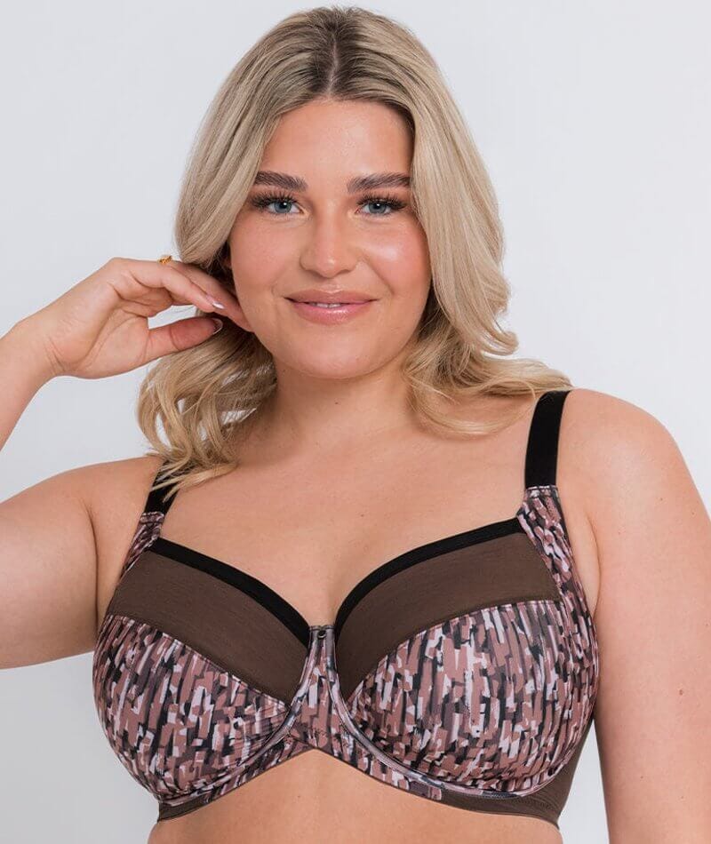 Seam Detail Cup Bikini Bra Brown