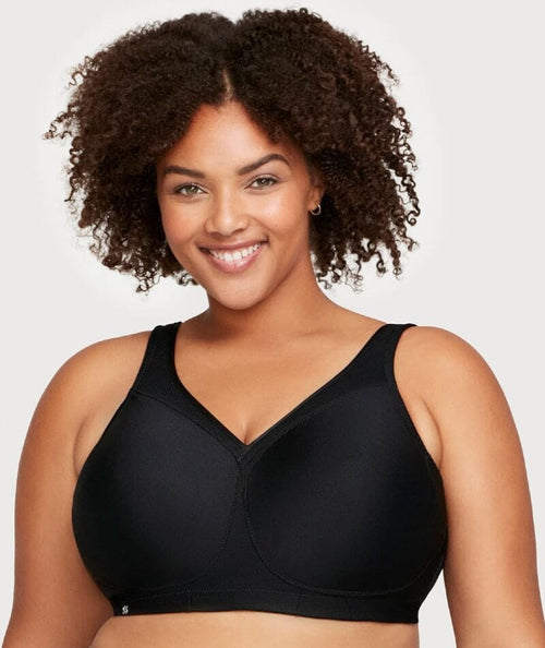 Glamorise MagicLift Seamless Wire-free Sports Bra - Black - Curvy Bras